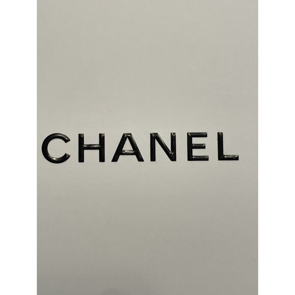 Chanel Gift Box Storage Square 8.5” x 8.5” x 3.5” White Black Logo Cardboard - Picture 2 of 9
